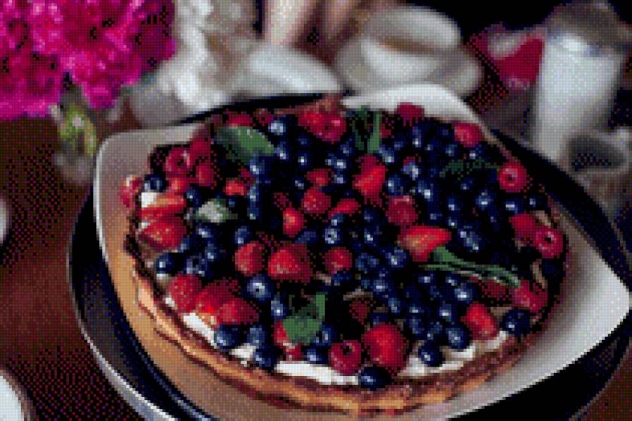Пирог - ягода, фрукты, лето, клубника, черника, еда, пирог - предпросмотр