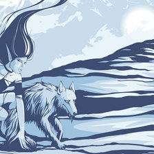 Оригинал схемы вышивки «Девушка и волк» (№927453)