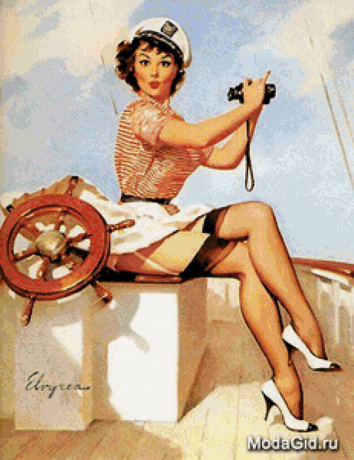 Девушка морячка - пин ап, море, девушка, pin up - предпросмотр