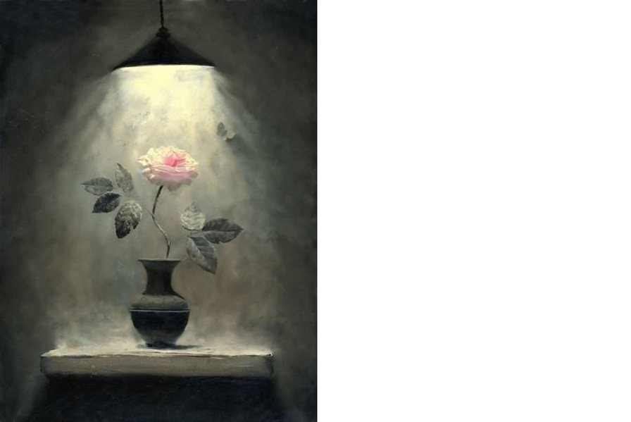 Розочка - роза, лампа, темнота, ваза - оригинал