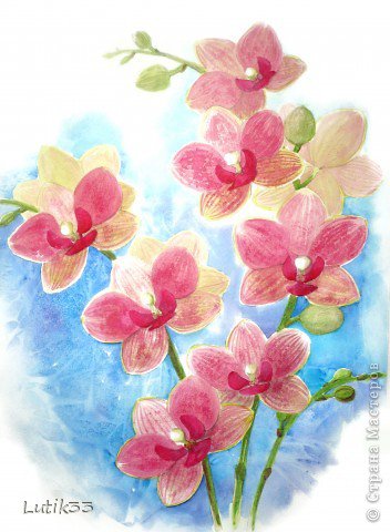 орхидеи - картина, живопись, искусство, цветы - оригинал