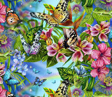 Схема вышивки «бабочки в цветах»