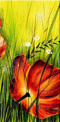 Триптих "Маки" ч.3 - цветы, триптих, панно - оригинал