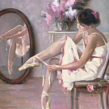 Оригинал схемы вышивки «балерина у зеркала» (№929025)