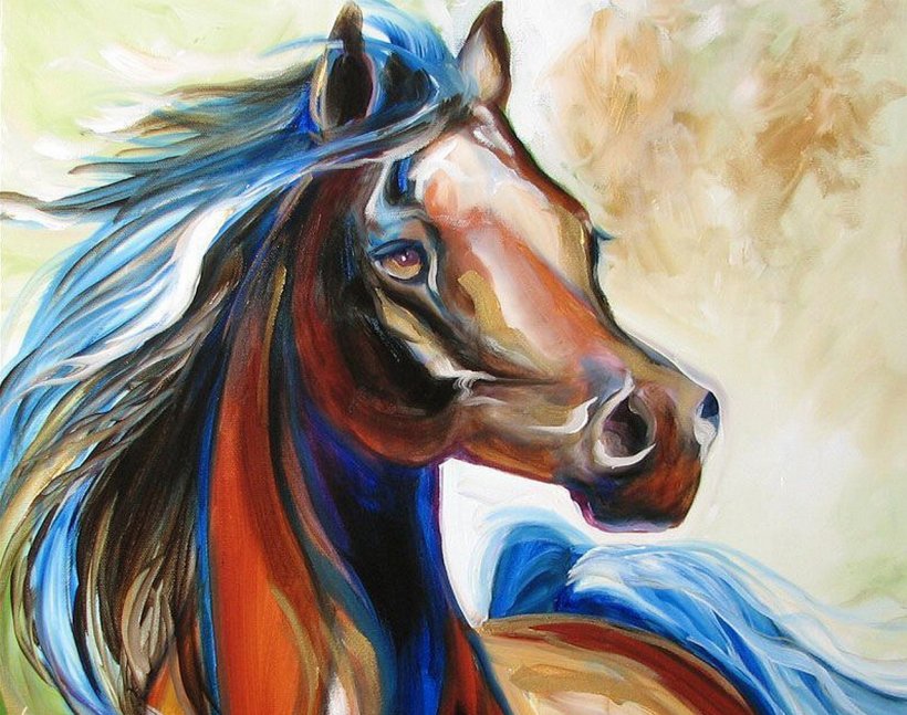 породистый конь - красавец, конюшня, конь, животное, лошадь, рисунок, живопись - оригинал