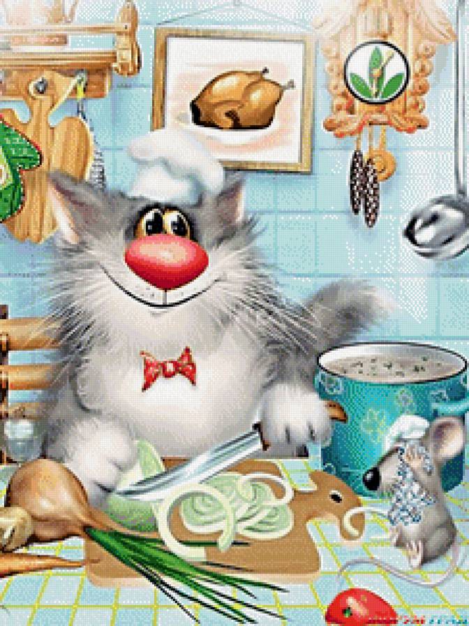 суперповар - мышь, питомец, повар, картина, кот, кухня - предпросмотр