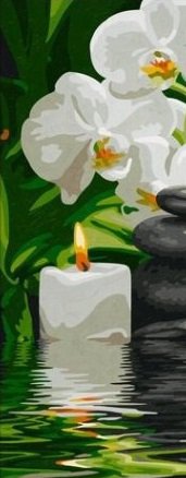 Триптих "Романтика орхидеи" ч.1 - цветы, отражение, романтика, триптих, свечи, панно - оригинал