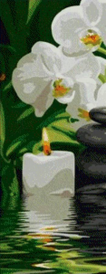Триптих "Романтика орхидеи" ч.1 - триптих, романтика, свечи, панно, цветы, отражение - предпросмотр