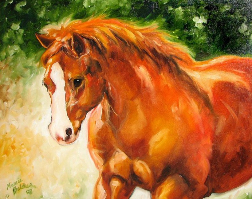 лошадь на скаку - конь, живопись, животное, лошадь, природа - оригинал