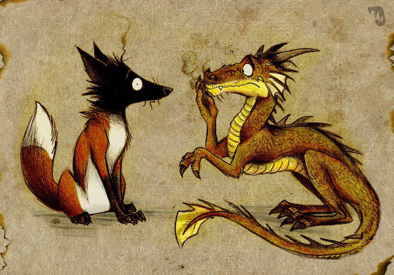 Серия Funny fox - арт, лис, дракон, фэнтези, животные - оригинал