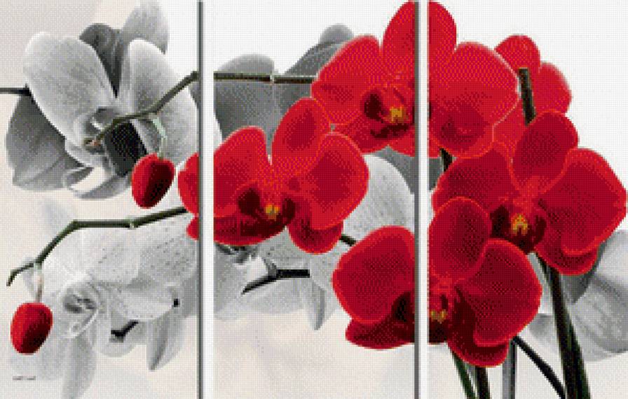 Триптих "Орхидеи" - гламур, панно, цветы, триптих - предпросмотр