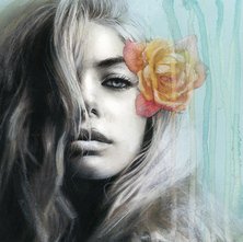 Девушка с цветком в волосах - портрет, арт, девушка, цветок - оригинал