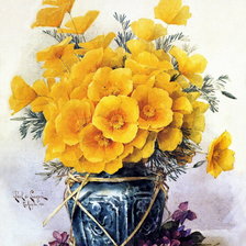 Оригинал схемы вышивки «букет жёлтых цветов в вазе» (№934306)