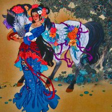 Схема вышивки «Китайская девушка с конем»