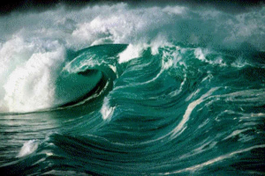 Изумрудная волна - море, шторм, стихия, морская волна - предпросмотр