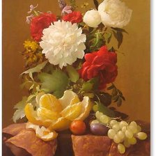 Оригинал схемы вышивки «Натюрморт с фруктами и цветами» (№935858)