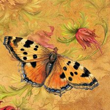 Оригинал схемы вышивки «бабочка и цветы» (№936404)