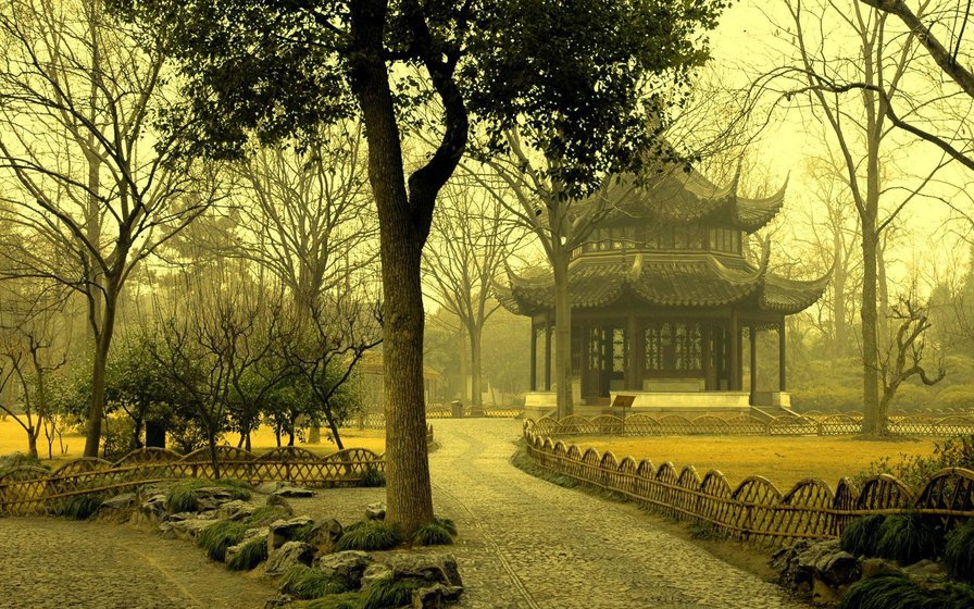 Сад и пагода - сад, пагода, восток - оригинал