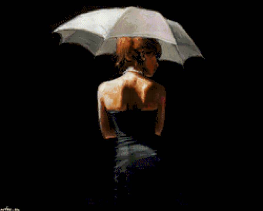 Под зонтом - девушка, картина, зонт - предпросмотр