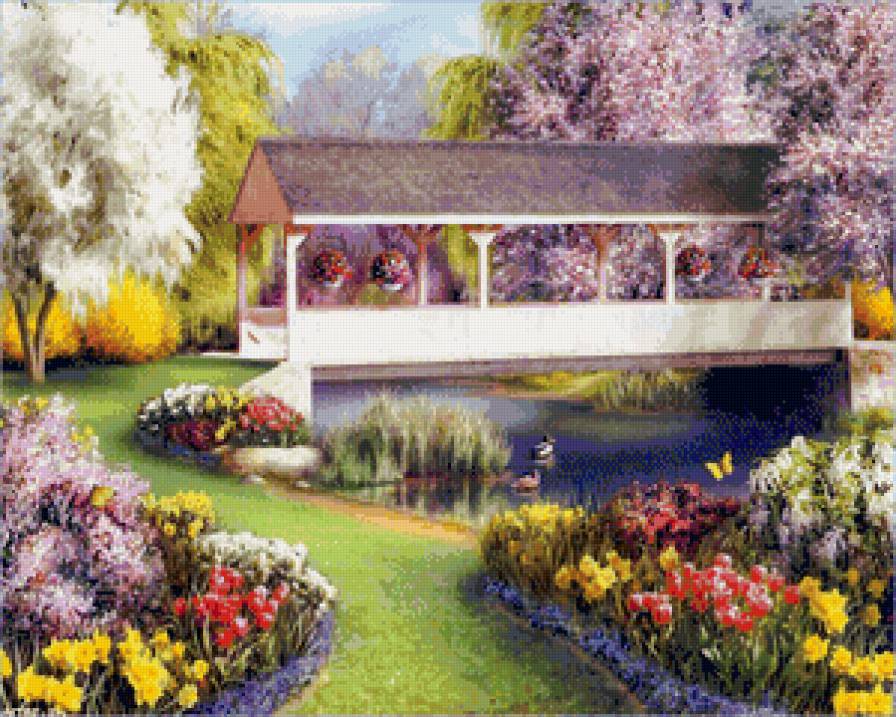 цветущий сад - сад, цвет, живопись, цветы, весна - предпросмотр