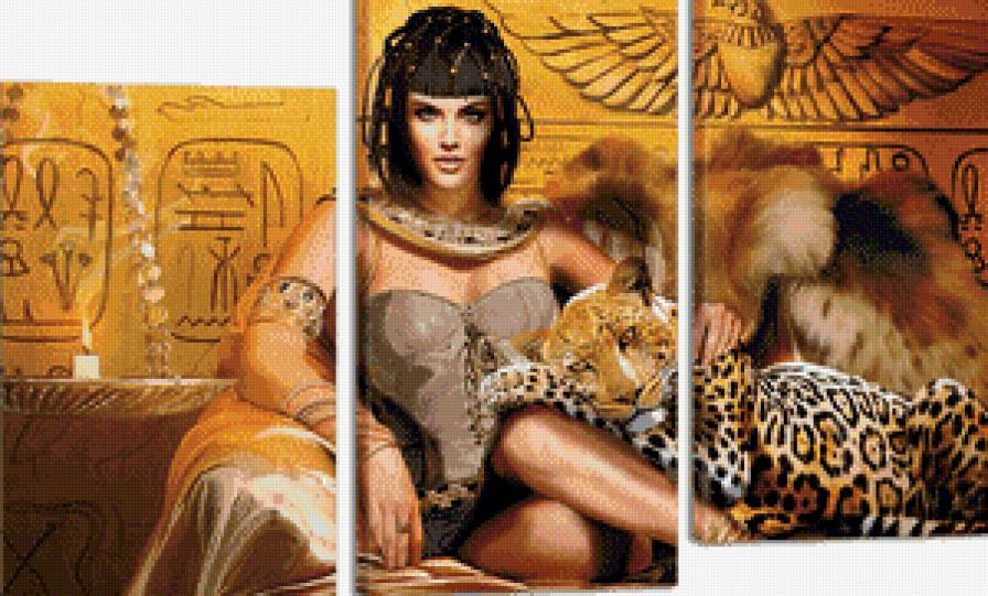 Серия "Диптих, триптих, полиптих" - власть, золото, девушка, египет, триптих, клеопатра, леопард - предпросмотр