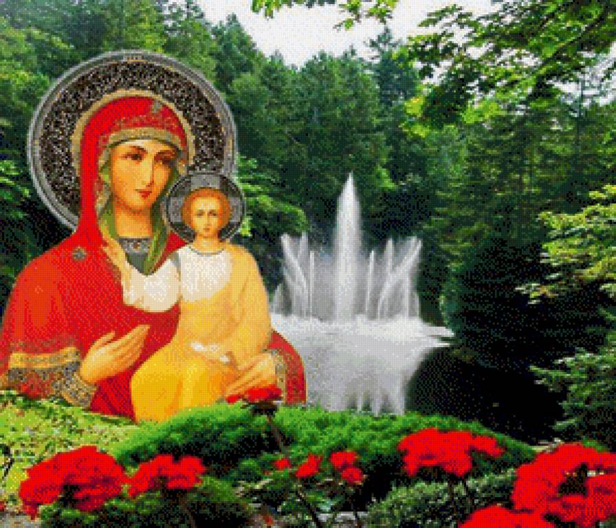 серия "религия" - религия.икона.богородица.исус.фонтан.вода - предпросмотр