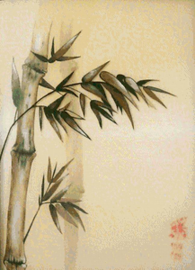 панно с бамбуком № 2 - китай, панно, восток, закат, бамбук, солнце - предпросмотр