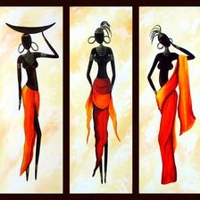 Оригинал схемы вышивки «триптих с африканскими девушками» (№941863)