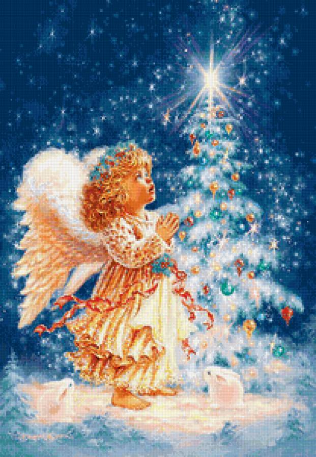 рождественский ангелочек - крылья, ангел, рождество, девочка, ребенок, праздник, крольчата - предпросмотр
