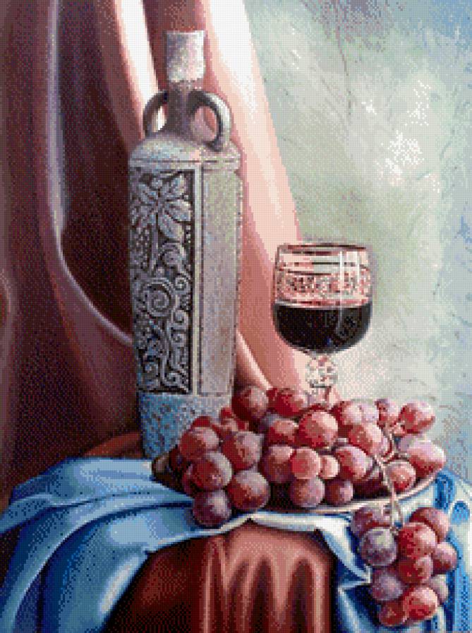 Ваза и виноград. - натюрморт, истома, пастель, виноград, нежность, ваза - предпросмотр