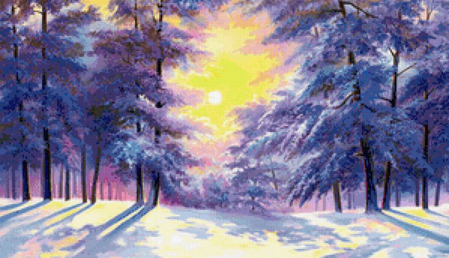 мороз и солнце - зима, снег, пейзаж, живопись, солнце, лес, мороз, природа - предпросмотр