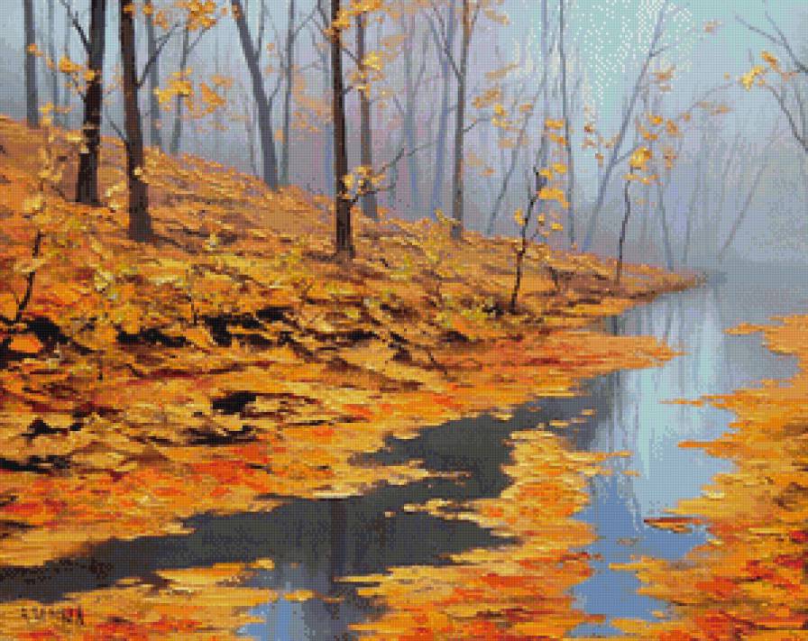 осень - пейзаж, природа, река, времена года, листья, лес - предпросмотр
