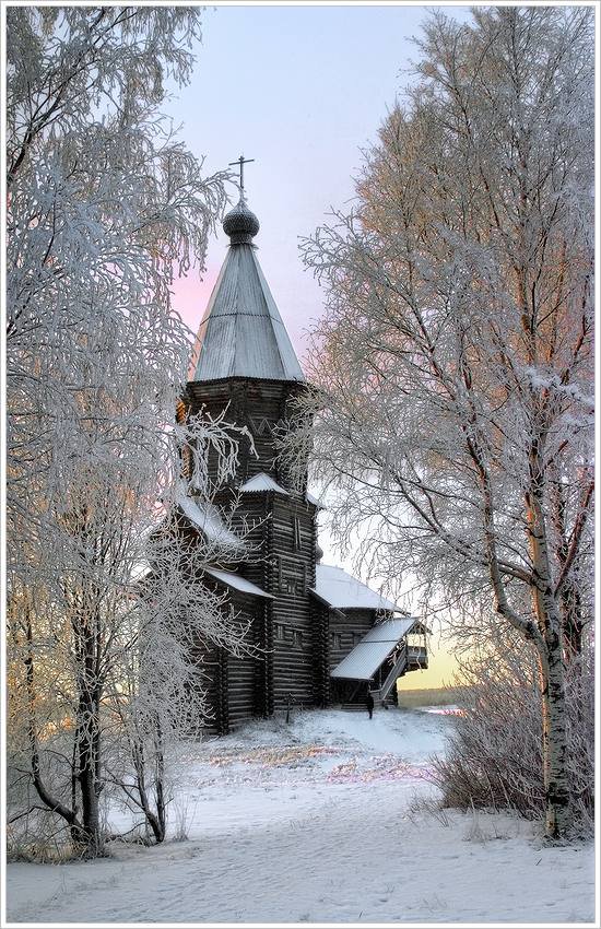 Успенская церковь в Кондопоге - снег, церковь, зима, пейзаж - оригинал