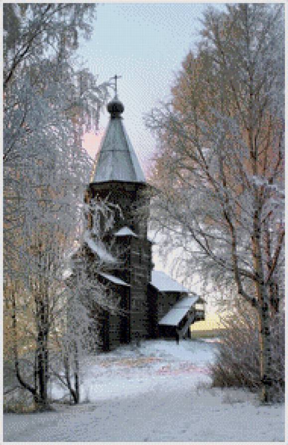 Успенская церковь в Кондопоге - зима, снег, пейзаж, церковь - предпросмотр