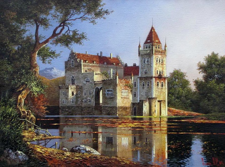 старый замок - замок, картина - оригинал