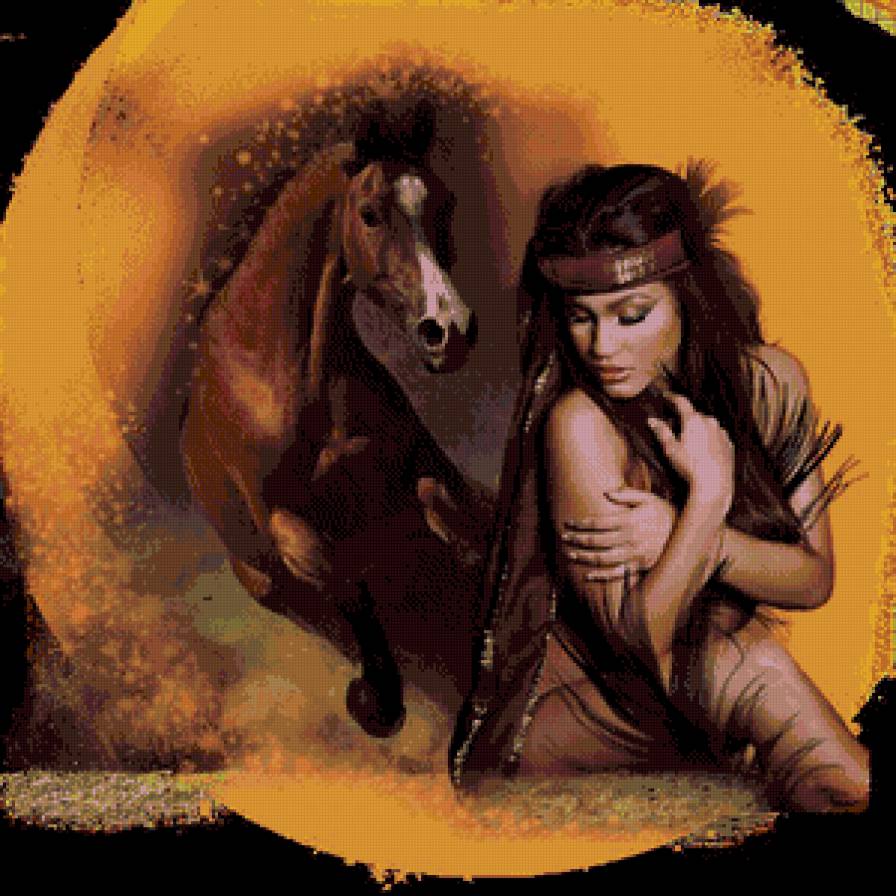 девушка и лошадь - девушка, лошадь, люди, животные - предпросмотр