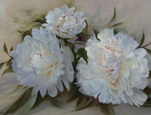 Белые пион - цветы, букет - оригинал