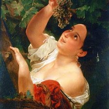 Оригинал схемы вышивки «девушка с виноградом.» (№949742)