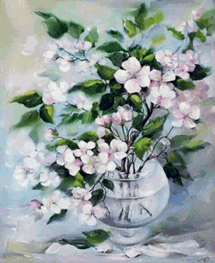 нежный весенний букет в вазе - букет, натюрморт, нежность, живопись, цветы, цвет, ваза, весна - предпросмотр