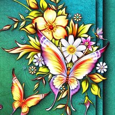 Оригинал схемы вышивки «панно с бабочками и цветами» (№950890)