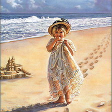 Схема вышивки «Девочка и песочный замок»