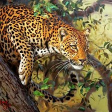 Оригинал схемы вышивки «леопард на дереве» (№951147)