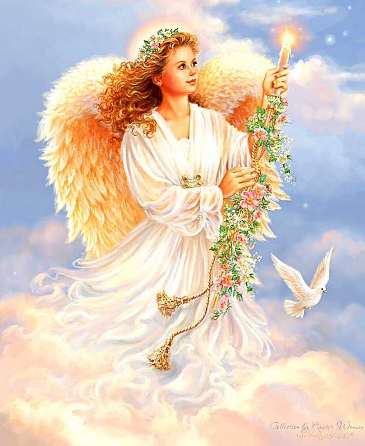 ангел в небе - ангел, мир, голубь, ангел хранитель, девушка, крылья, небо - оригинал