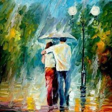 влюбленные под зонтом