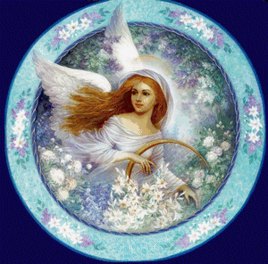 девушка ангел - мир, крылья, ангел хранитель, цветы, тарелка, девушка, ангел - предпросмотр