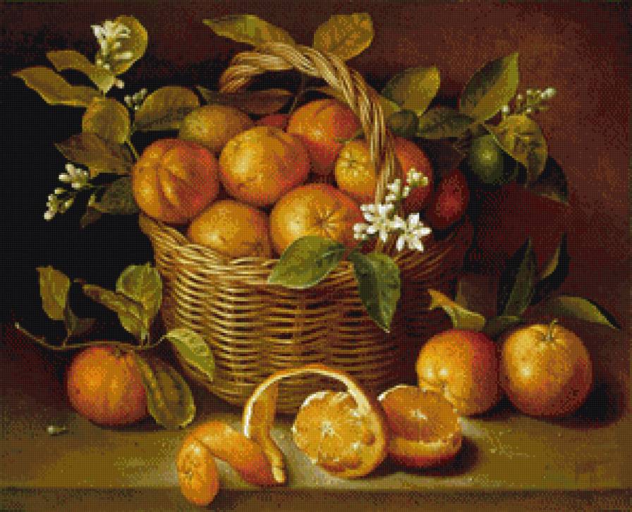 апельсины в корзине - на кухню, натюрморт - предпросмотр