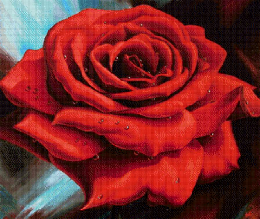 Серия "Цветы, букеты" - подушка, красная роза, панно - предпросмотр