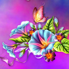 Оригинал схемы вышивки «барвинок и бабочки» (№960011)