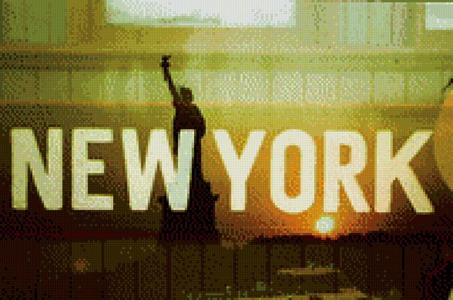 Нью-Йорк - закат, америка, статуя свободы. - предпросмотр