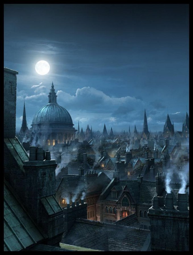 Ночной Лондон - город - оригинал